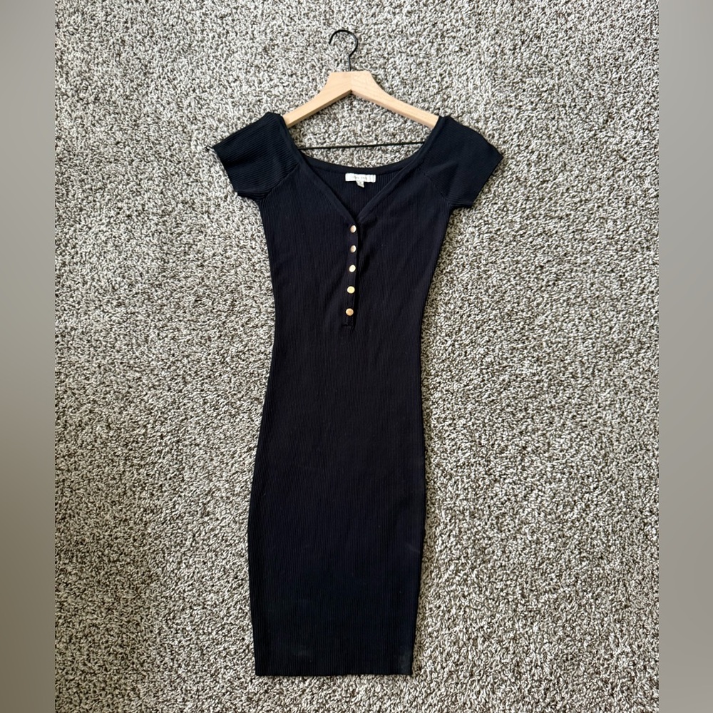 Elegant Black Button-Down Dress